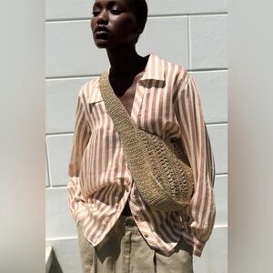 ZARA SPARKLY WOVEN TOTE BAG